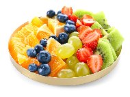 Рецепта Редена плодова салата с портокал, боровинки, грозде, ягоди и киви